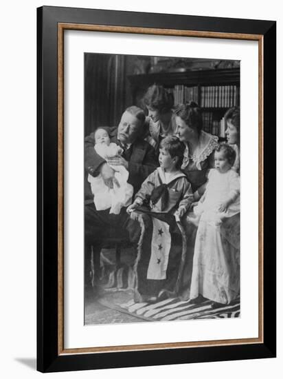 Teddy Roosevelt Holds a Baby in His Arms in a Family Portrait-null-Framed Art Print