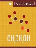 Retro Scientific Poster Banner Illustration of the Molecular Formula and Structure of Chocolate. Fo-TeddyandMia-Framed Stretched Canvas