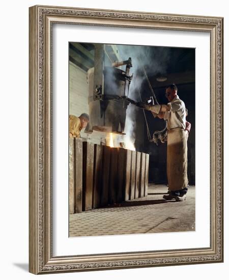 Teeming Iron into Ingots, J Beardshaw and Sons, Sheffield, South Yorkshire, 1963-Michael Walters-Framed Photographic Print