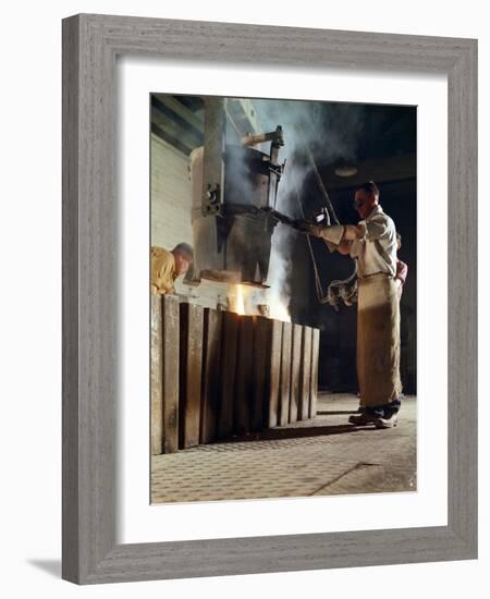 Teeming Iron into Ingots, J Beardshaw and Sons, Sheffield, South Yorkshire, 1963-Michael Walters-Framed Photographic Print