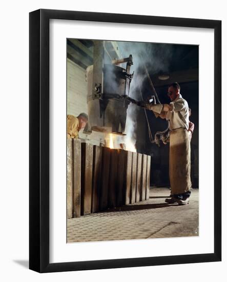 Teeming Iron into Ingots, J Beardshaw and Sons, Sheffield, South Yorkshire, 1963-Michael Walters-Framed Photographic Print