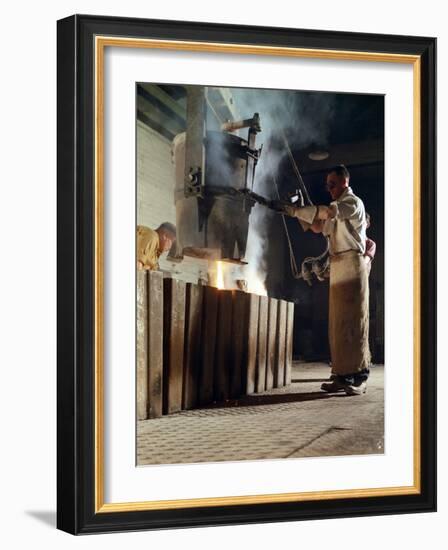 Teeming Iron into Ingots, J Beardshaw and Sons, Sheffield, South Yorkshire, 1963-Michael Walters-Framed Photographic Print