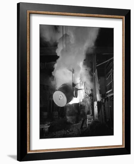 Teeming (Pouring) Molten Iron at Edgar Allens Steel Foundry, Sheffield, South Yorkshire, 1964-Michael Walters-Framed Photographic Print