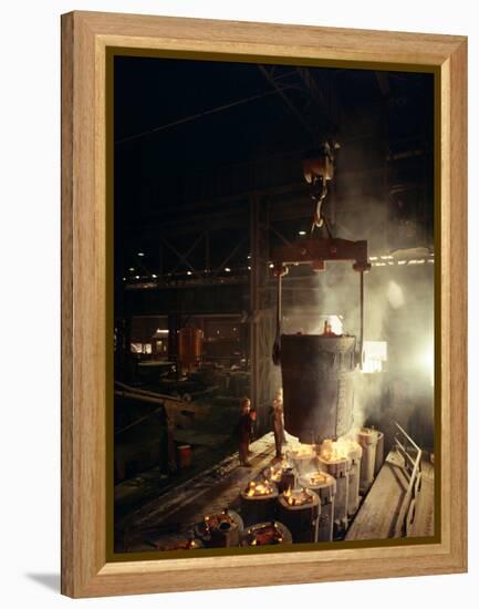 Teeming (Pouring) Molten Iron, Brown Bayley Steels, Sheffield, South Yorkshire, 1968-Michael Walters-Framed Premier Image Canvas