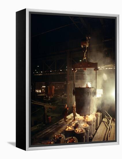 Teeming (Pouring) Molten Iron, Brown Bayley Steels, Sheffield, South Yorkshire, 1968-Michael Walters-Framed Premier Image Canvas