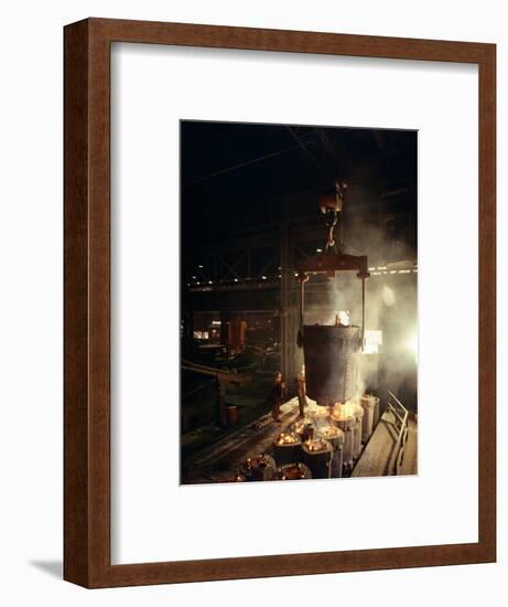 Teeming (Pouring) Molten Iron, Brown Bayley Steels, Sheffield, South Yorkshire, 1968-Michael Walters-Framed Photographic Print