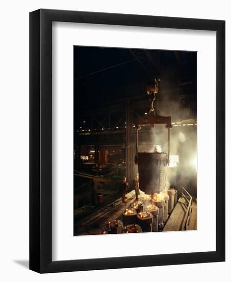 Teeming (Pouring) Molten Iron, Brown Bayley Steels, Sheffield, South Yorkshire, 1968-Michael Walters-Framed Photographic Print