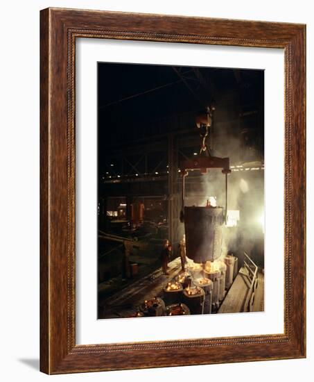 Teeming (Pouring) Molten Iron, Brown Bayley Steels, Sheffield, South Yorkshire, 1968-Michael Walters-Framed Photographic Print