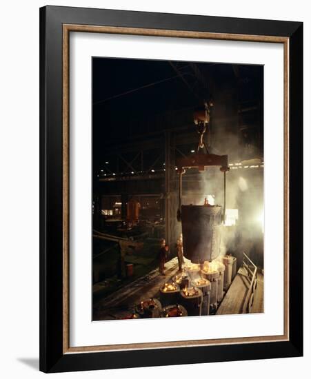 Teeming (Pouring) Molten Iron, Brown Bayley Steels, Sheffield, South Yorkshire, 1968-Michael Walters-Framed Photographic Print