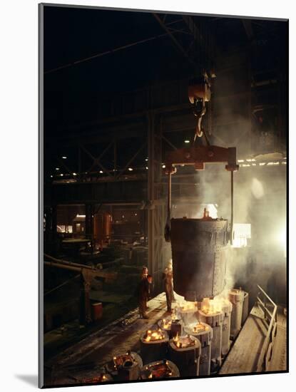 Teeming (Pouring) Molten Iron, Brown Bayley Steels, Sheffield, South Yorkshire, 1968-Michael Walters-Mounted Photographic Print