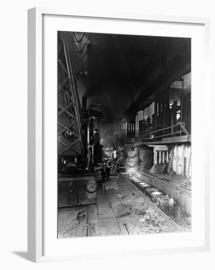 Teeming (Pouring) Molten Steel, Park Gate Iron and Steel Co, Rotherham, South Yorkshire, April 1955-Michael Walters-Framed Photographic Print