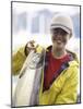 Teen Girl Holding a Fish-null-Mounted Photographic Print