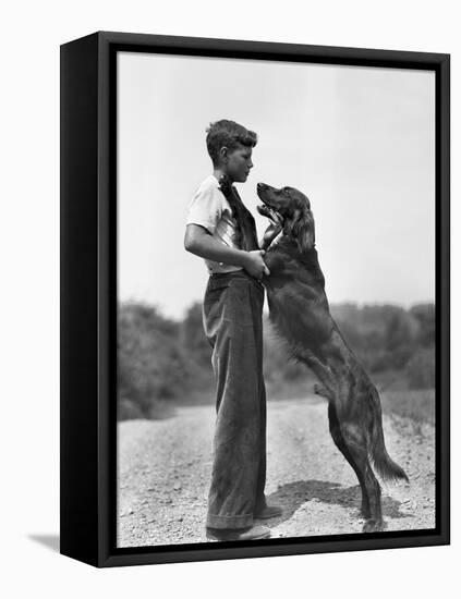 Teenage Boy with Irish Setter-Philip Gendreau-Framed Premier Image Canvas