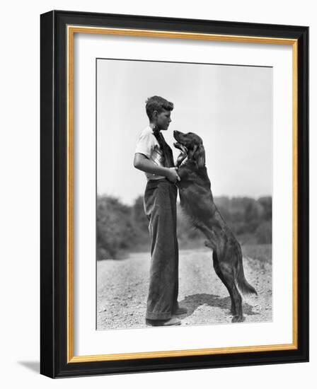 Teenage Boy with Irish Setter-Philip Gendreau-Framed Photographic Print