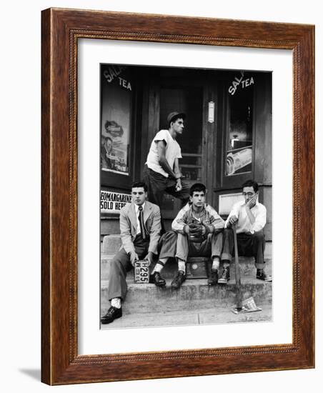 Teenage Boys Hangout on Stoop of Local Store Front-Gordon Parks-Framed Photographic Print