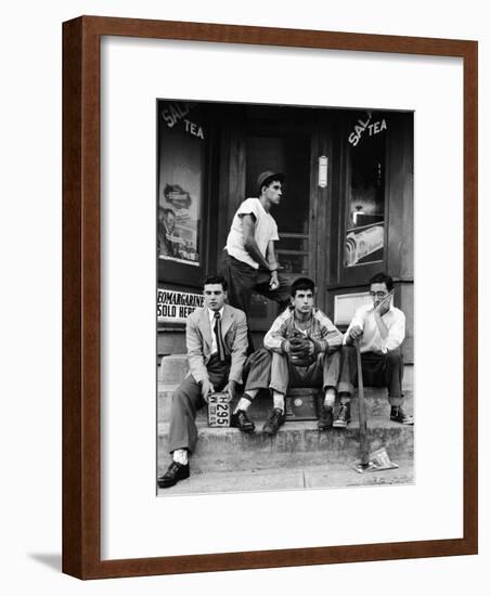 Teenage Boys Hangout on Stoop of Local Store Front-Gordon Parks-Framed Photographic Print