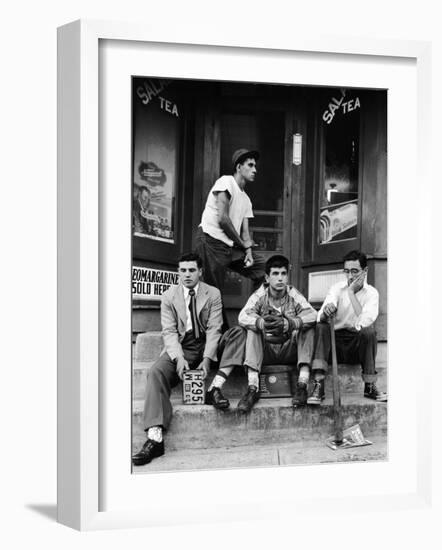 Teenage Boys Hangout on Stoop of Local Store Front-Gordon Parks-Framed Photographic Print