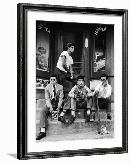 Teenage Boys Hangout on Stoop of Local Store Front-Gordon Parks-Framed Photographic Print