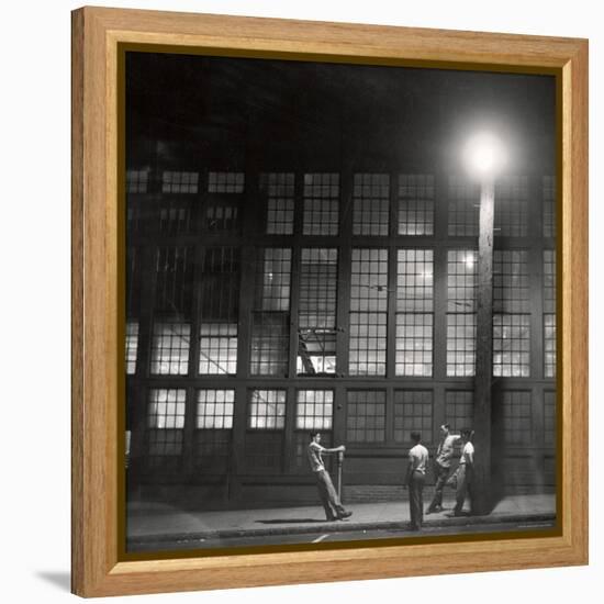 Teenage Boys Whiling Away a Summer Night on the Street-Gordon Parks-Framed Premier Image Canvas