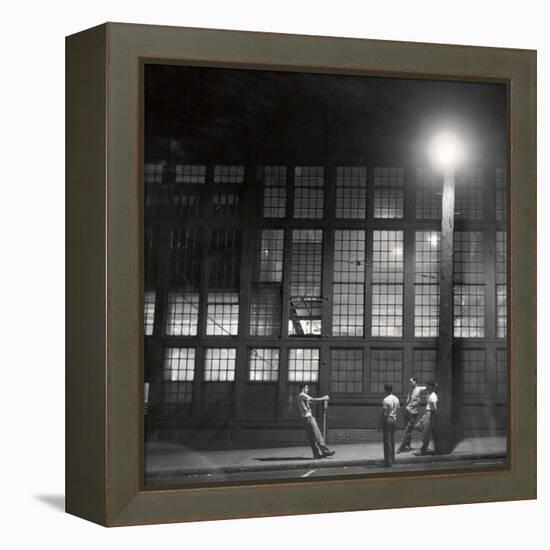 Teenage Boys Whiling Away a Summer Night on the Street-Gordon Parks-Framed Premier Image Canvas
