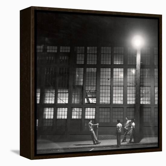 Teenage Boys Whiling Away a Summer Night on the Street-Gordon Parks-Framed Premier Image Canvas