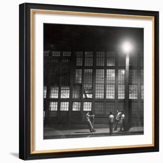 Teenage Boys Whiling Away a Summer Night on the Street-Gordon Parks-Framed Premium Photographic Print