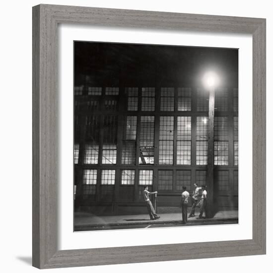 Teenage Boys Whiling Away a Summer Night on the Street-Gordon Parks-Framed Photographic Print