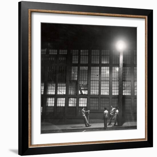 Teenage Boys Whiling Away a Summer Night on the Street-Gordon Parks-Framed Photographic Print