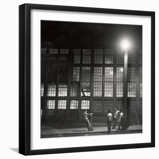 Teenage Boys Whiling Away a Summer Night on the Street-Gordon Parks-Framed Photographic Print