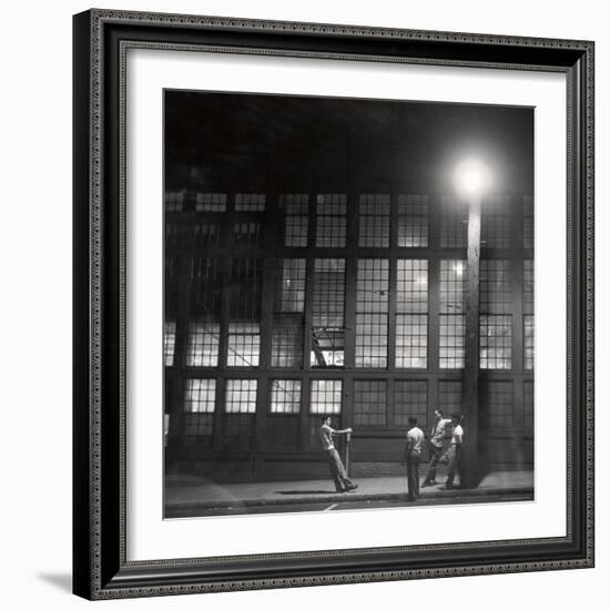 Teenage Boys Whiling Away a Summer Night on the Street-Gordon Parks-Framed Photographic Print