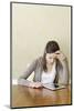 Teenage Girl Sitting with Digital Tablet at the Table, Portrait-Axel Schmies-Mounted Photographic Print