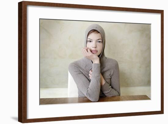 Teenage Girl with Hoodes Sweater, Thoughtful, Portrait-Axel Schmies-Framed Photographic Print