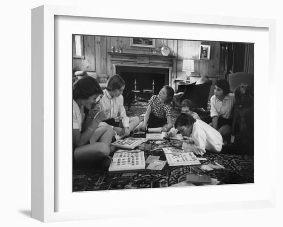 Teenage Girls Looking over their Stamp Albums-Yale Joel-Framed Photographic Print