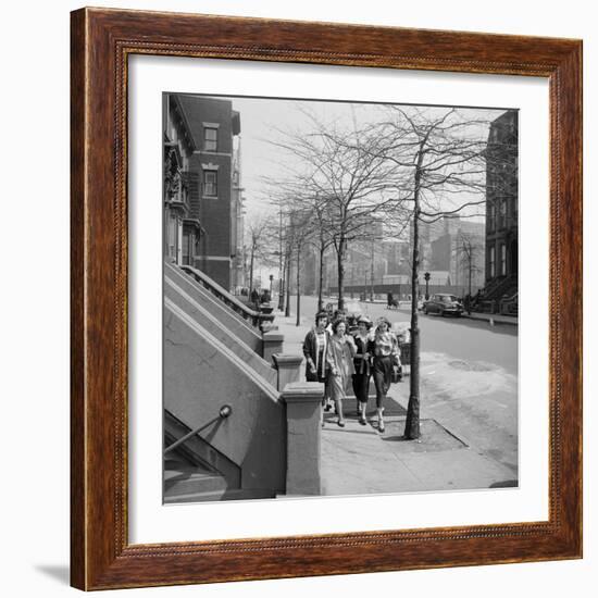 Teenage Girls Walking Down Sidewalk in Brooklyn, NY, 1949-Ralph Morse-Framed Photographic Print