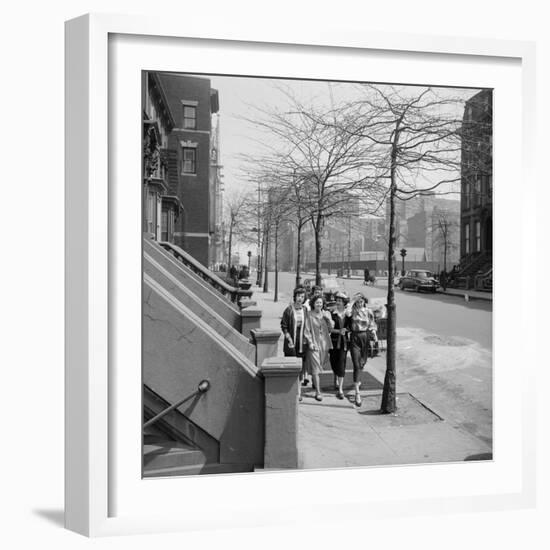 Teenage Girls Walking Down Sidewalk in Brooklyn, NY, 1949-Ralph Morse-Framed Photographic Print