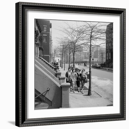 Teenage Girls Walking Down Sidewalk in Brooklyn, NY, 1949-Ralph Morse-Framed Photographic Print