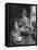 Teenaged Girl Sitting in Drugstore Eating a Hamburger-Hank Walker-Framed Premier Image Canvas