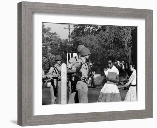 Teenager Elizabeth Eckford Turned Away From Entering Central High School by Arkansas Guardsmen-Francis Miller-Framed Photographic Print