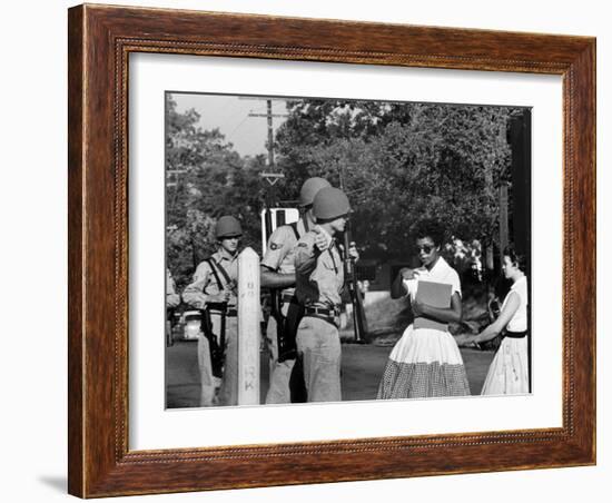 Teenager Elizabeth Eckford Turned Away From Entering Central High School by Arkansas Guardsmen-Francis Miller-Framed Photographic Print