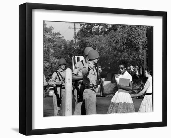 Teenager Elizabeth Eckford Turned Away From Entering Central High School by Arkansas Guardsmen-Francis Miller-Framed Photographic Print