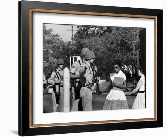 Teenager Elizabeth Eckford Turned Away From Entering Central High School by Arkansas Guardsmen-Francis Miller-Framed Photographic Print