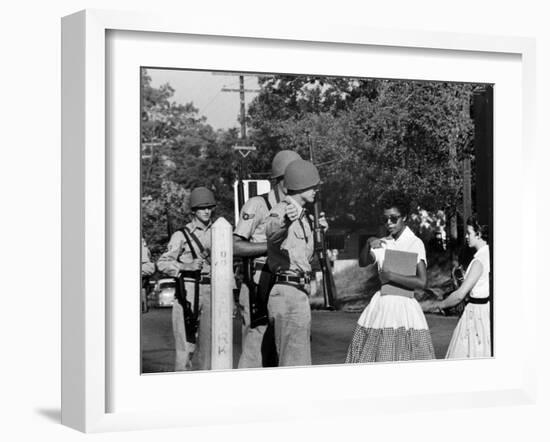 Teenager Elizabeth Eckford Turned Away From Entering Central High School by Arkansas Guardsmen-Francis Miller-Framed Photographic Print