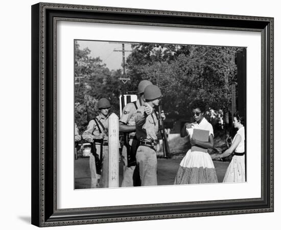 Teenager Elizabeth Eckford Turned Away From Entering Central High School by Arkansas Guardsmen-Francis Miller-Framed Photographic Print