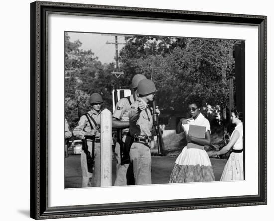 Teenager Elizabeth Eckford Turned Away From Entering Central High School by Arkansas Guardsmen-Francis Miller-Framed Photographic Print