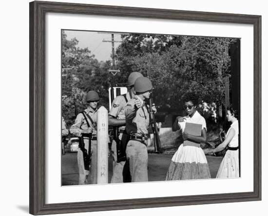 Teenager Elizabeth Eckford Turned Away From Entering Central High School by Arkansas Guardsmen-Francis Miller-Framed Photographic Print