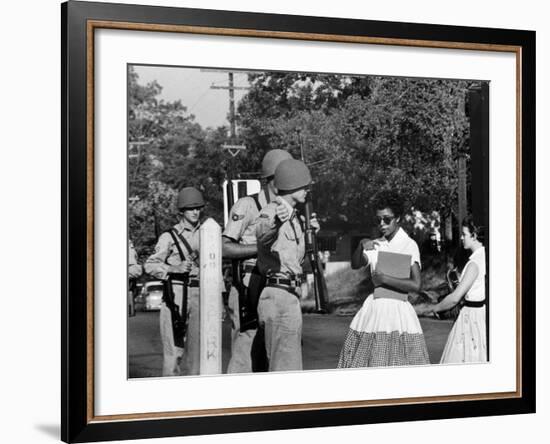 Teenager Elizabeth Eckford Turned Away From Entering Central High School by Arkansas Guardsmen-Francis Miller-Framed Photographic Print