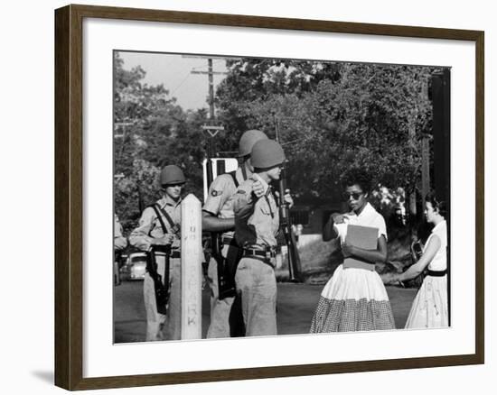 Teenager Elizabeth Eckford Turned Away From Entering Central High School by Arkansas Guardsmen-Francis Miller-Framed Photographic Print