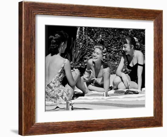 Teenager Suzie Slattery and Freinds Enjoying a Pool Party-Yale Joel-Framed Photographic Print