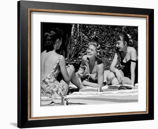 Teenager Suzie Slattery and Freinds Enjoying a Pool Party-Yale Joel-Framed Photographic Print