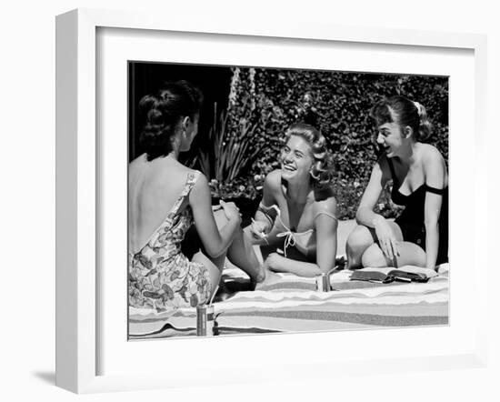 Teenager Suzie Slattery and Freinds Enjoying a Pool Party-Yale Joel-Framed Photographic Print